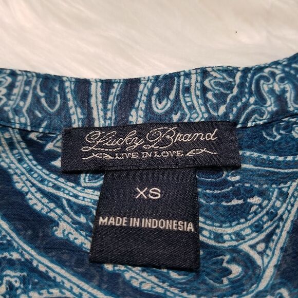 Lucky brand teal swirl design longsleeve blouse - Picture 4 of 5